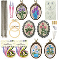ZOCONE 6 Packs Embroidery Necklace Kits, Embroidery Pendant Kit Mini Cross Stitch Kit with Hoop, Necklace, Pendant, Brooch, Stamped Pattern Cloth, Instructions, etc. Embroidery Kits for Adults - color: 6 Packs-E