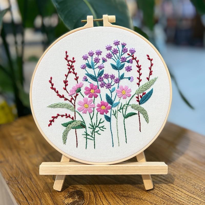COCOMOX Floral Embroidery Kits for Beginners Adults, Cross Stitch Kits - color: Flower pattern