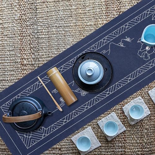 FREEBLOSS DIY Sashiko Kit Tea Mat for Beginners - Embroidery Kit for Adults With Thread and Needles - Hand Sewing and Embroidery Supplies