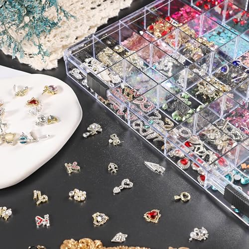 Noverlife 36 Grids Clear Plastic Organizer Boxes, Jewelry Storage Container - size: 36 Grids - 2 Packs