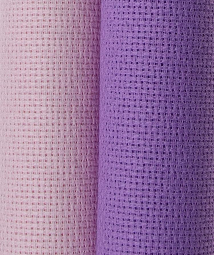 KCS 2 pc of 15" x 18"(38cmx45cm) Counted Cross Stitch Cotton Aida Cloth Needlework Fabric Box (Lavender+Pink, 16CT) - color: Lavender+pink, size: 16CT