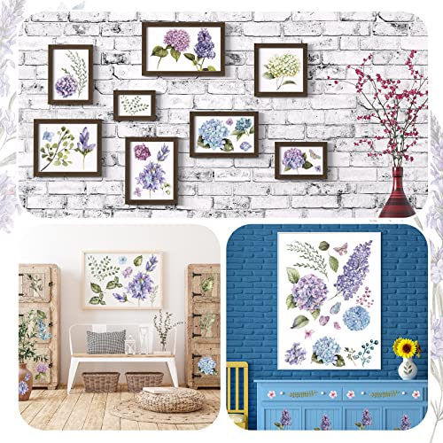 BBTO 12 Sheets Rub on Transfers for Crafts Wood Furniture DIY, 5.5" x 5.7" - style: Hydrangea
