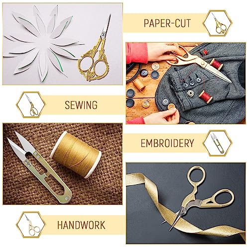 Therwen 4 Pcs Vintage European Embroidery Scissors