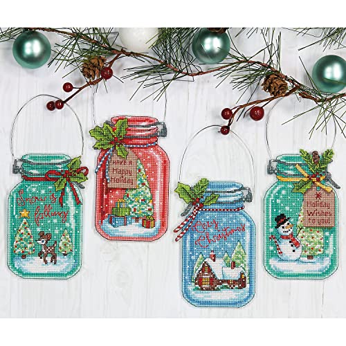 Dimensions Christmas Jar Ornaments Counted Cross Stitch Kit, Set of 4