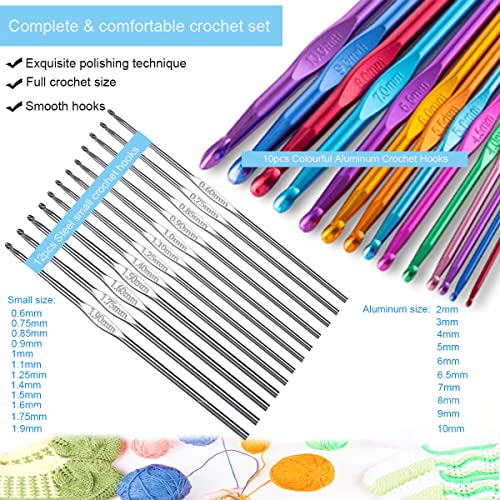 Weabetfu 102pcs Crochet Hooks Set Crochet Hook Kit with Case Ergonomic Crochet Needles for Arthritic Hands and Crochet Accessories Complete Crochet Set for Beginners & Experieced Lovers - color: Blue