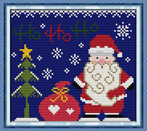 Howie's Needlepoint Cross Stitch Kits, 11CT Pre-Printed Pattern Needlepoint Kits, Full Range of Stamped Starter Kits (Santa Claus 7, 9.4 x 8.7 Inch) - color: Santa Claus 7