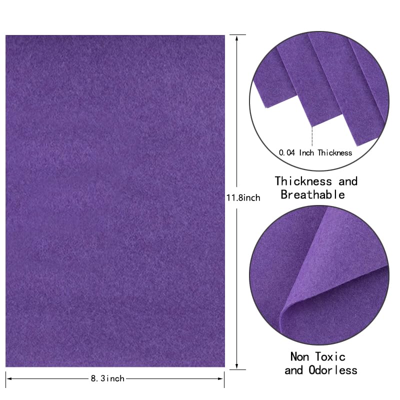 HaoFeiJH Purple Felt Fabric Sheets - 6PCS Felt Squares - 8x12 1 Colors Soft Felt Squares, 1.5mm for Sewing, Patchwork, Decoration, Embroidering, Book, DIY Craft - color: 0-purple
