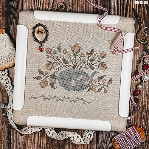 Plastic Cross Stitch Frame, Square Snap Embroidery Hoop for Quilting