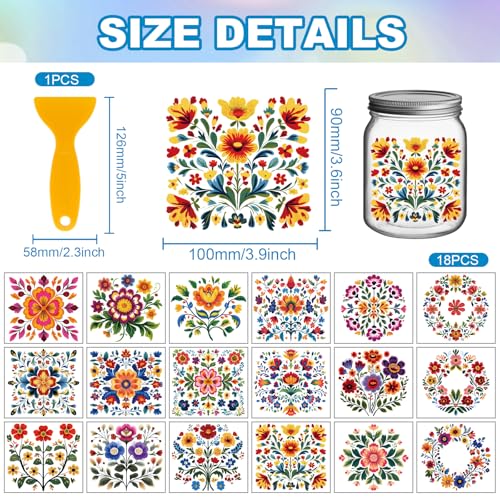 GLOBLELAND 18 Sheets Flowers Patterns Rub on Transfer - style: Wild Flowers
