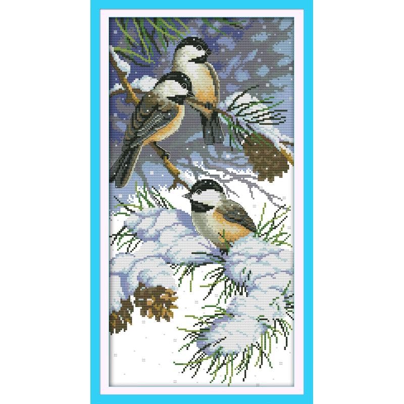 JOYSEWING Counted Cross Stitch Kits Beginners Embroidery 11CT Needlepoint Kits Counted Patterns Embroidery DIY Home Decoration Animal 14.2×24.8 inch (Autumn Bird (Printed)) - color: Autumn bird (Printed)