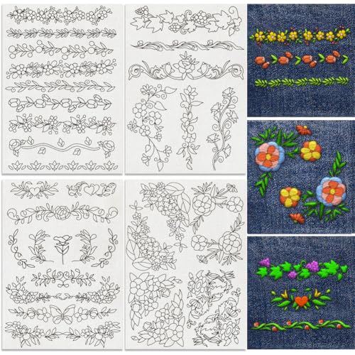 35Pcs Plant Vine Water Soluble Hand Sewing Stabilizers 4 Sheets - style: Vine Lace