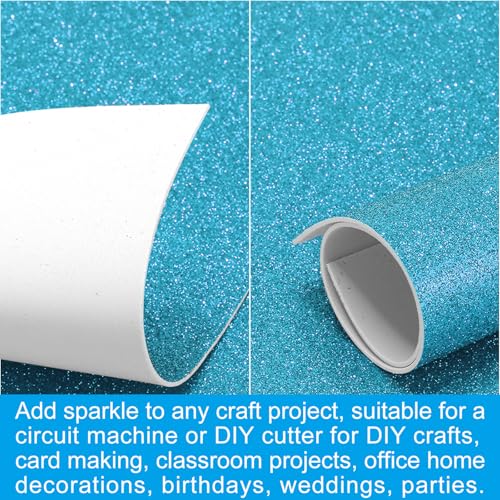 PATIKIL Light Blue Shiny EVA Glitter Foam Sheet 11.8 x 7.9 Inch 2mm Thick Sparkle EVA Glitter Felt for Crafts DIY Project, 5 Pcs - color: Light Blue