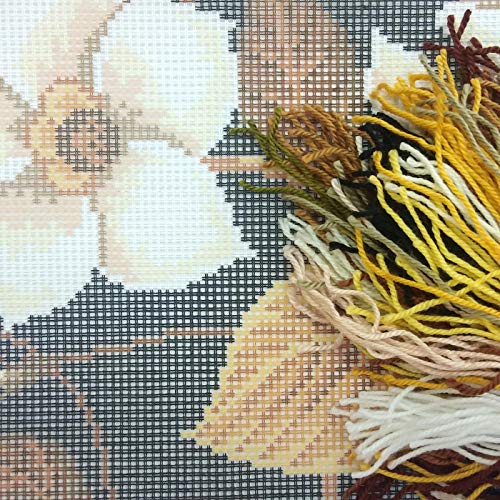 Magnolia of Gold. Needlepoint Kit. Throw Pillow 16×16 Inches. Printed Tapestry Canvas, European Quality - color: Magnolia of Gold (Front)