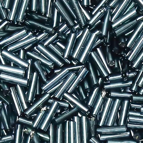 4200pcs Glass Bugle Beads, Mini Long Tube Seed Beads Bulk, Tiny Small Loose Spacer Embroidery Beaded for Bracelets Jewelry Making Sewing, Crafts, Christmas Ornaments, 2×6mm, Gray - color: Gray