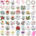 48 Sheets Rub on Transfers for Crafts and Furniture Rub on Transfer Stickers Decals for Wood,2.5 * 2.5inch (Dreamlike Wildflowers) - style: Dreamlike Wildflowers