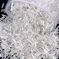 4000 Pcs Silver White Glass Bugle Beads, 2 x 7 mm Embroidery Beads, Small Long Tube Seed Beads for Embroidery Craft Jewelry Making - color: Silver White