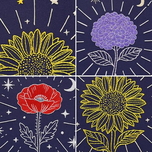 Louise Maelys 3Pcs Tarot Flower Embroidery Kit for Beginners DIY Craft Kit - color: Floral Tarot
