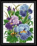 CaptainCrafts Cross Stitch Kits for Adults Counted Kit Unprinted 14CT Fabric Cross Stitching DIY Art DMC Needlecrafts Embroidery Kit for Adults Beginner (White, Iris Flowers) - color: Iris Flowers, style: White