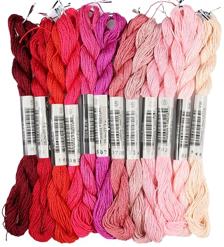 KCS 328 Yards(300 Meters) Mercerized Pearl Cotton Crochet Needlepoint Thread,Size 5, 12 skeins,Mixed Color 07 - color: 12color07, size: 12 skeins