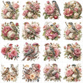 16 Pcs Vintage Floral Rub-On Transfers for Furniture & Crafts, 6 x 6 Inch - style: Vintage Rose Birds