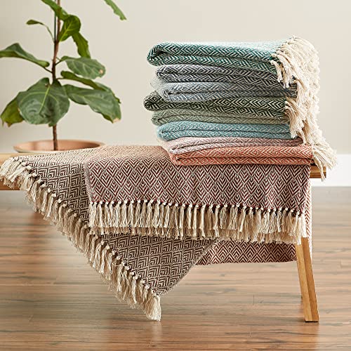 DII Diamond Throw Collection Cotton Woven, 50x60, Spice - color: Spice