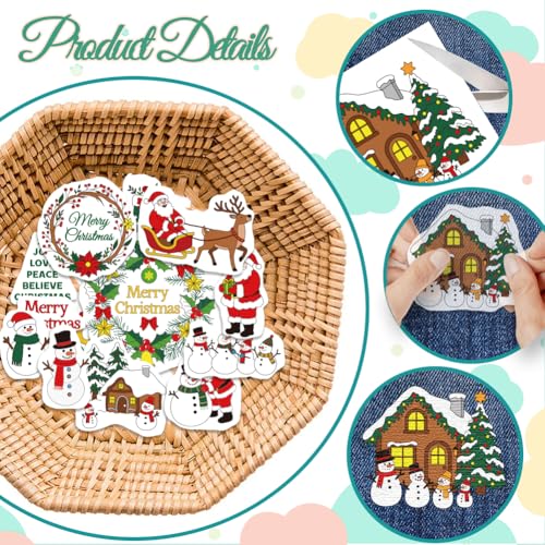 GLOBLELAND 4 Sheets Christmas Winter Water Soluble Embroidery Pattern - color: Christmas Winter