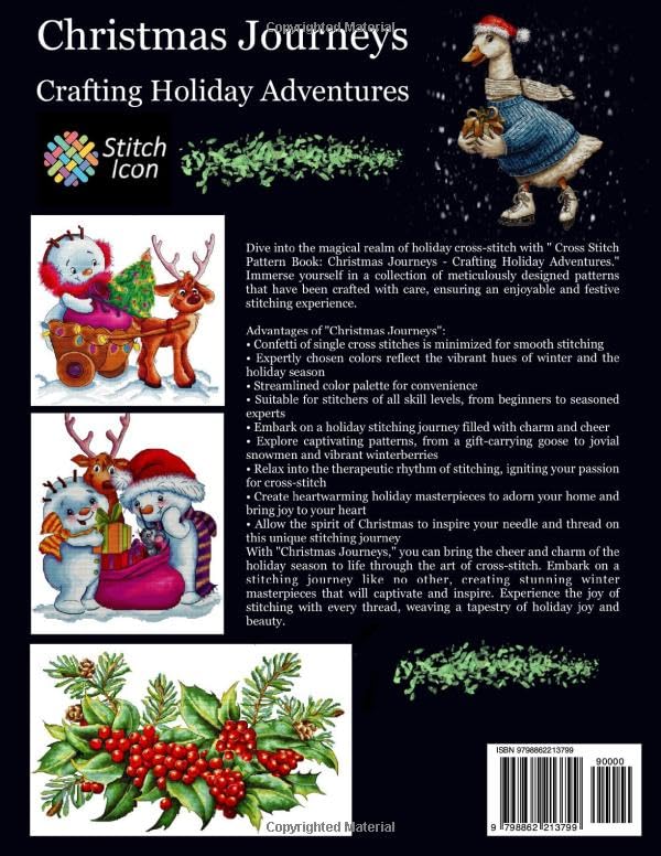 Cross Stitch Pattern Book: Christmas Journeys - Crafting Holiday Adventures: Embroider the Festive Season with Cross Stitch Design Patterns of a ... (Stitch Icon Cross Stitch Pattern Books)