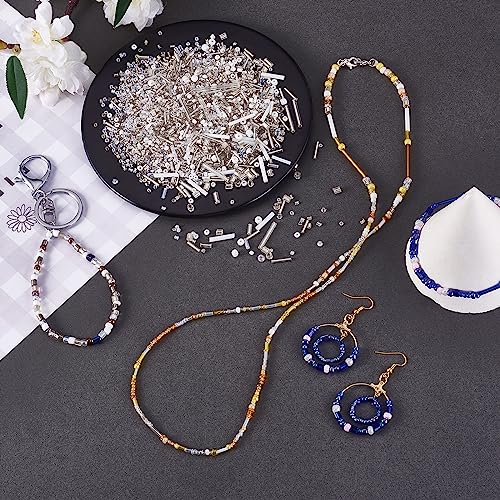 Ornaland Glass Bugle Beads Tiny Long Tube Seed Beads Bulk, White, 30g - color: White