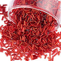 4000 Pcs Deep Red Glass Bugle Beads, 2 x 7 mm Embroidery Beads, Small Long Tube Seed Beads for Embroidery Craft Jewelry Making - color: Deep Red