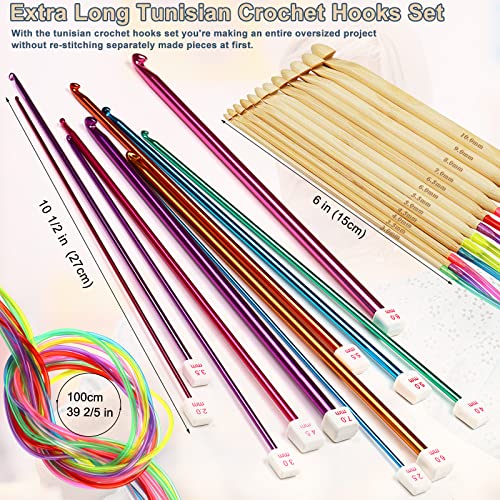 Coopay 23 PCS Tunisian Crochet Hooks Set, Complete Crochet Needles Set - color: Mixed Metal & Bamboo Set With Cable
