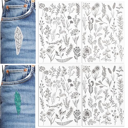 Patemby Embroidery Pattern Water Soluble Embroidery Stabilizers, Stick and Stitch Embroidery Paper Wash Away with Pre-Printed Pattern Designs Stencils Transfers for Hand Sewing Lover Beginner - color: Leaves, Pack of 2