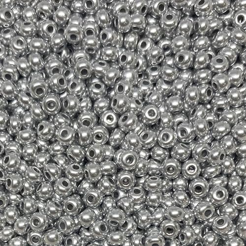 Czech 6/0 Glass Seed Beads 20 Grams 280 Pcs (Aluminium Silver) - color: Aluminium Silver