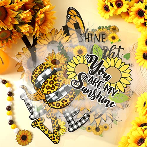 30 Pcs Sunflower Iron on Transfers Cute Patches Flower Appliques for T Shirts Spring Iron on Decals Heat Transfer Sticker for Clothes Bag Pillow Covers DIY Decorations