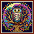 Dimensean Stamped Cross Stitch Kits Full Range of Embroidery Patterns Starter Kits for Beginners Adult DIY Cross Stitches Needlepoint Kits 11CT-Colorful Owl 17.7x17.7 inch - color: Pattern Style 08