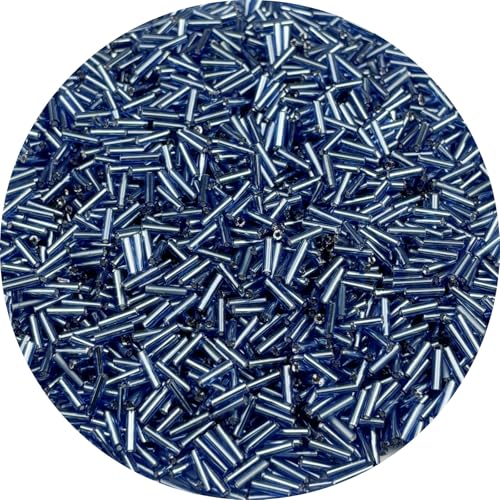 90g Glass Bugle Beads 7x2mm Embroidery Tube Glass Spacer Bulk Small Craft Long Beads for Necklaces Bracelets Earrings DIY Jewelry Making(Light Blue) - color: Light Blue