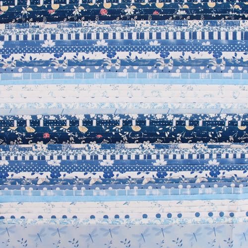 Threadart Blue Prints Jelly Roll - 40 Precut 2.5" Cotton Strips - color: Blue Prints