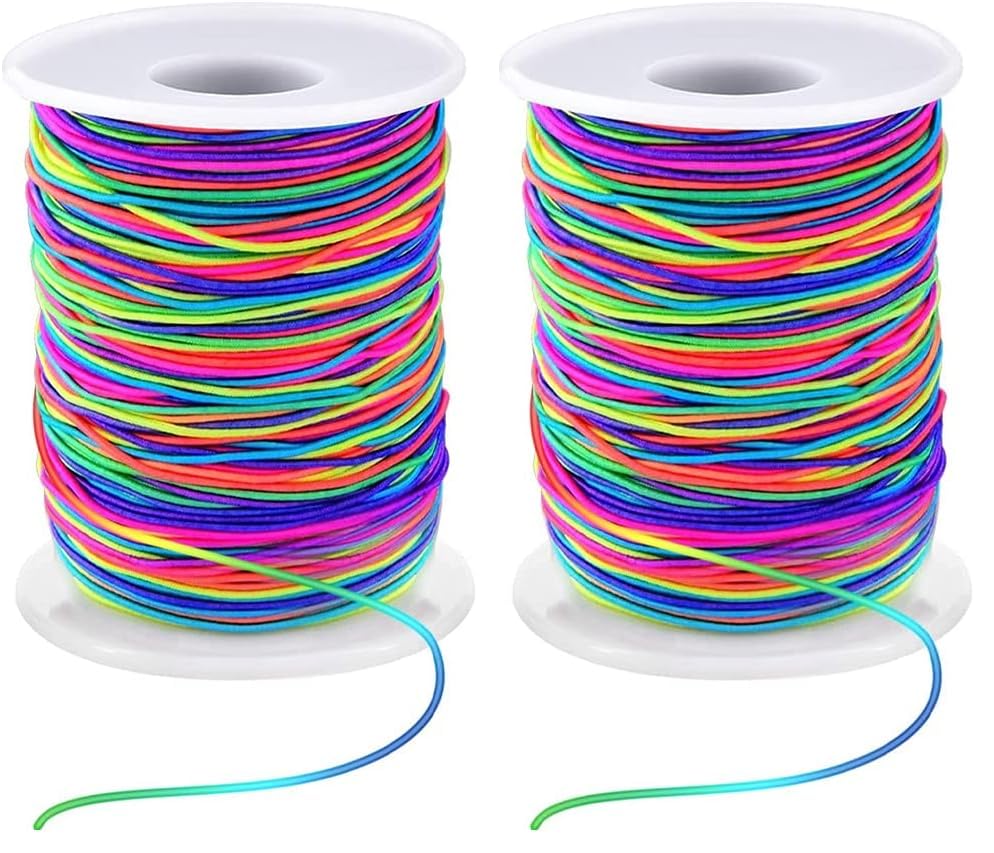 LUSTEMBER 1mm Stretchy Bracelet String, Sturdy Rainbow Elastic String Elastic Cord for Jewelry Making, Necklaces, Beading and Crafts (Pack of 2) - size: 164 Feet (Pack of 2)