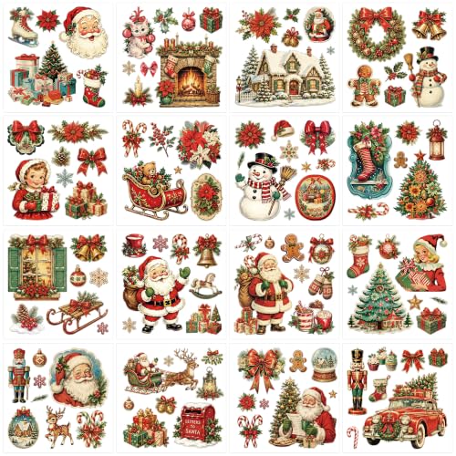 Christmas Rub on Transfers for Crafts, Classic Transfer Furniture Decals - style: Retro Christmas