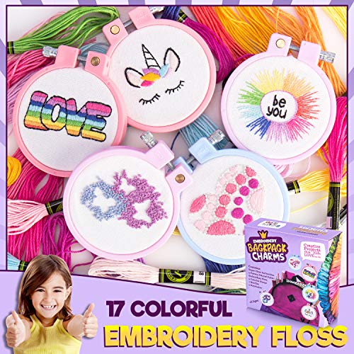 CRAFTILOO Embroidery Kit for Kids - 5 Stamped Beginner Needlepoint Projects - color: 5 Embroidery kit