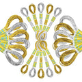 Metallic Embroidery Thread, 12 Gold and 12 Silver Cotton Skeins - color: Gold-Silver Floss