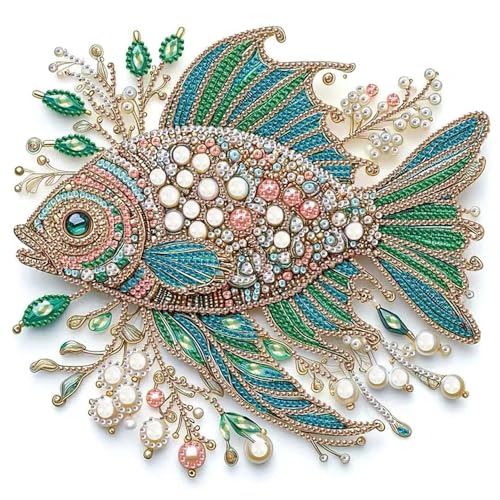 ZQEATRY Fish Animal Special Shape Diamond Art Kits for Adults,5D Diamond Painting Kits for Beginner,DIY Diamond Gem Art Crystal Rhinestones Dots Painting Kits for Home Wall Decor 11.8 X 11.8inch - color: XJ103