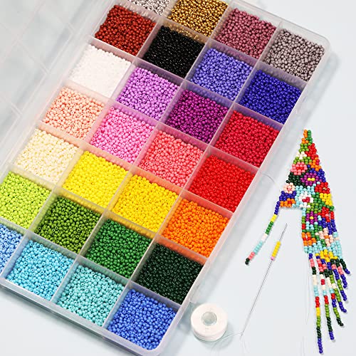 Bala&Fillic Size Almost Uniform 2mm Round 12/0 Seed Beads About 20000pcs in Box 28 Crayon Colors Seed Beads for Making Jewelry - color: 28 Colors Crayon -Size 2mm