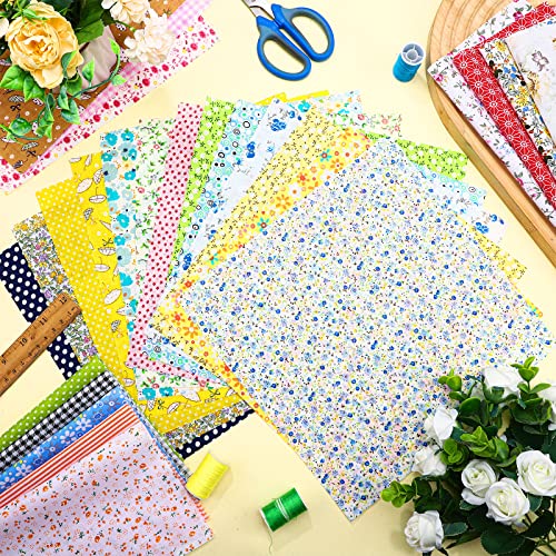 Moukeren 100 Pcs 8 x 8 Inch Cotton Fabric Squares, Pre Cut Quilting Bundle - size: 8 x 8 Inch