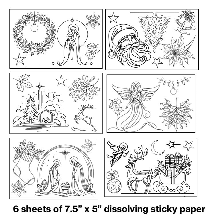 Water Soluble Embroidery Patterns Stabilizers, Stick and Stitch Embroidery Transfers Paper Tear Away Embroidery Stabilizer with Wildflower Patterns for Embroidery, Fun Designs (Botanical_A) - color: Nativity and Angels (3)