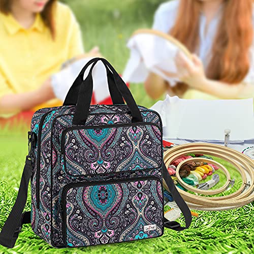 LoDrid Embroidery Storage Bag, Portable Embroidery Project Carry Case,Totem