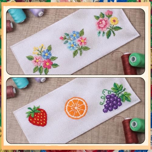 2 Pcs White Needlepoint Canvas 14 Mesh Needlepoint Canvas 20 x 20" White Blank Polyester Cotton Canva Embroidery Blank Whites Cloth Needlepoints Fabric for Embroidery Cross Stitch Knit Crochet Project