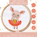 Povitrulya Counted Cross Stitch Kit 'Sweet Tooth' - DIY Embroidery Set - color: Piglet