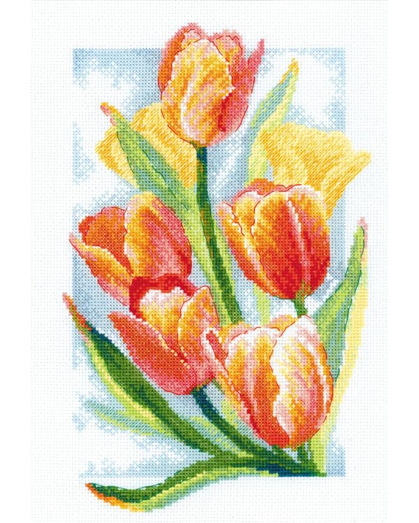 RIOLIS 2191 Spring Glow. Tulips Counted Cross Stitch Kit 8.25 x 11.75 in - style: Spring Glow. Tulips 2191