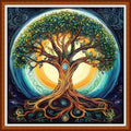 Redxing Counted Cross Stitch Kit for Beginners,Unprinted Needlepoint Kits for Beginners Cross Stitching Embroidery Kit 11CT Stitches kit-Magic Tree 18x18 inch - color: SetColor20
