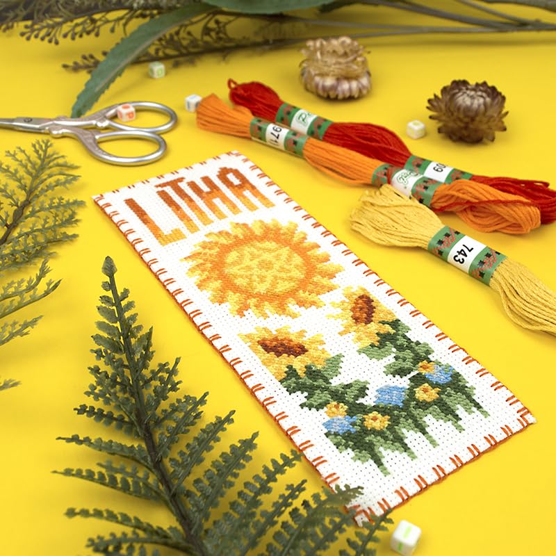 Povitrulya Cross Stitch Bookmark Kit Wheel of the Year: Litha – Counted DIY Embroidery Set for Adults & Beginners, Summer Solstice Pagan Wiccan Sun Fire Festival Gift - color: Litha
